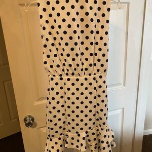 high neck ruffle bottom polka dot dress!